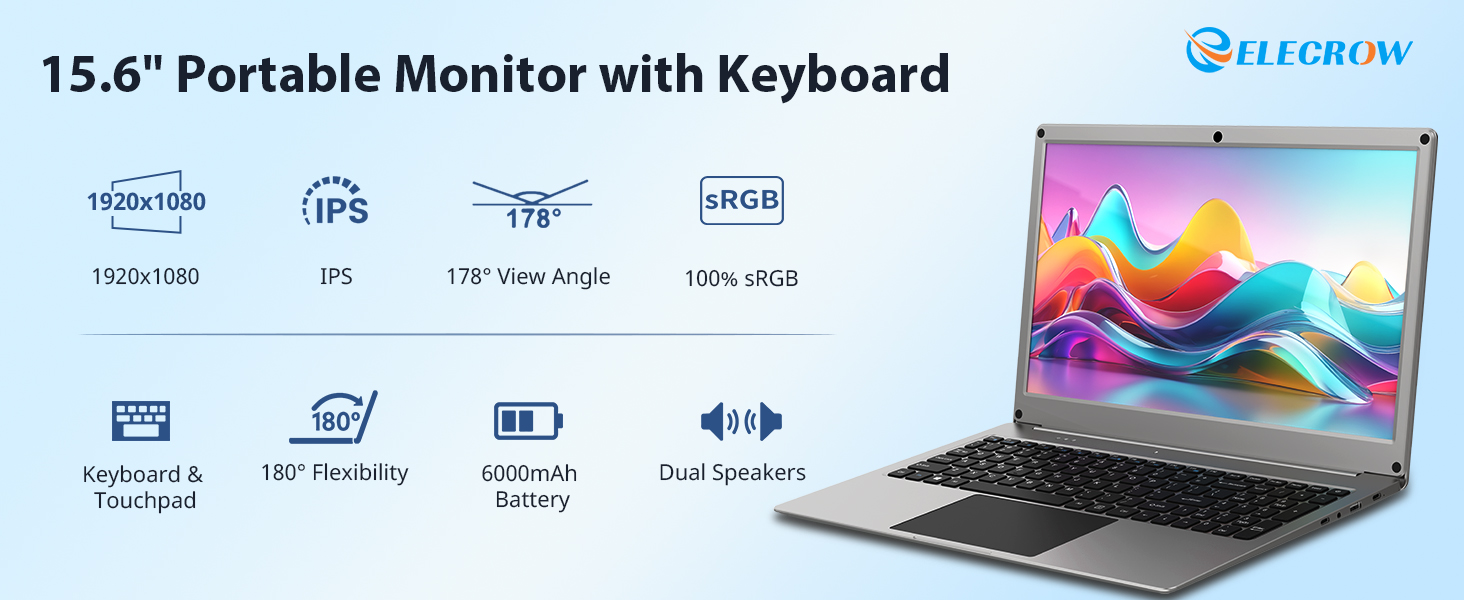 feature of Crowview Note 15.6 inch portable monitor