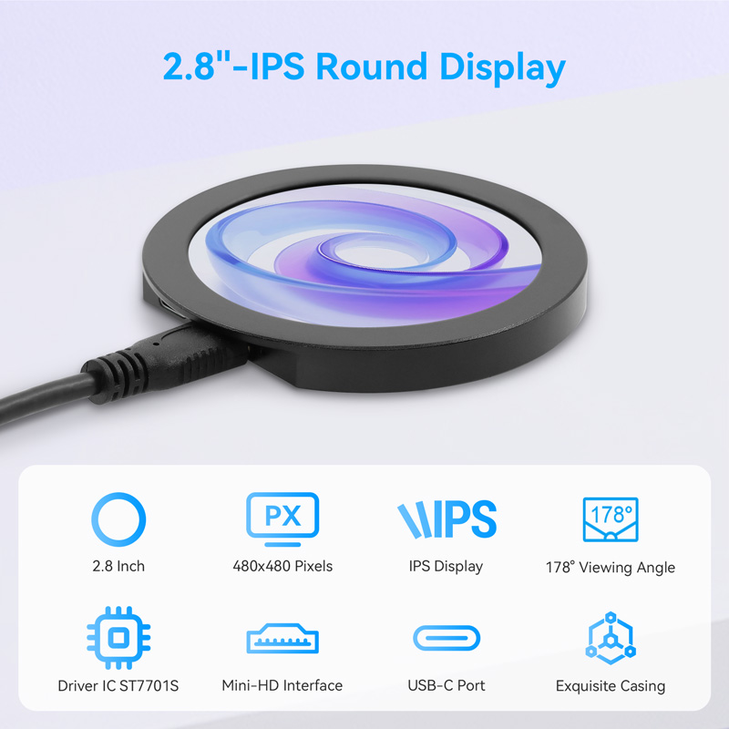 feature of 2.8inch round IPS display