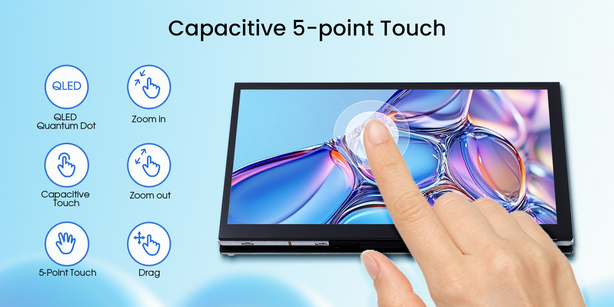 7inch IPS LCD Display support 5-point capacitive touch