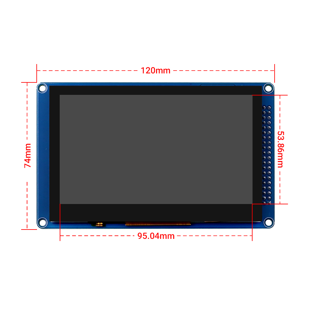 Size of 4.3 inch capacitive touch display