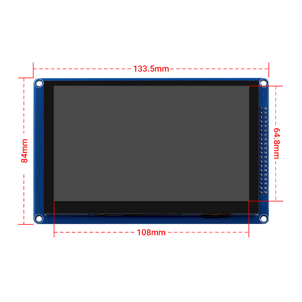 size of 7 inch capacitive parallel LCD module