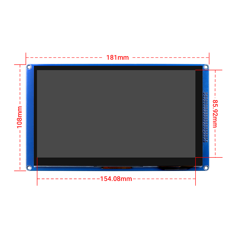 size of 7 inch capacitive parallel LCD module