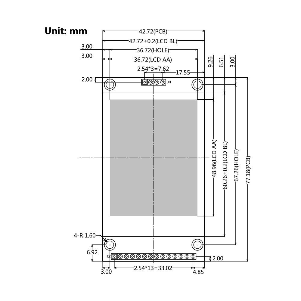 module size of 2.4 inch SPI TFT Module