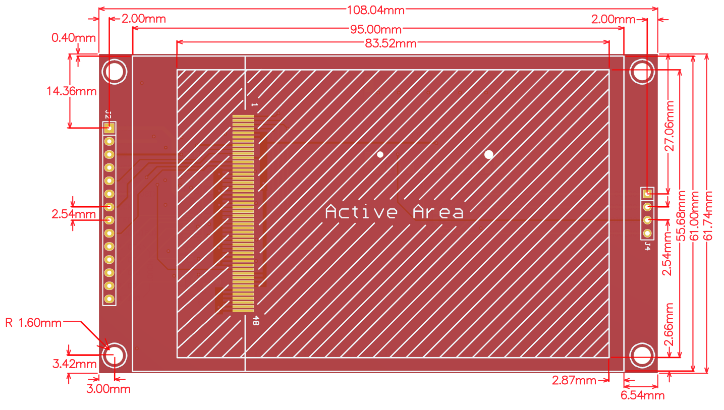 Size of 4.0 inch SPI module