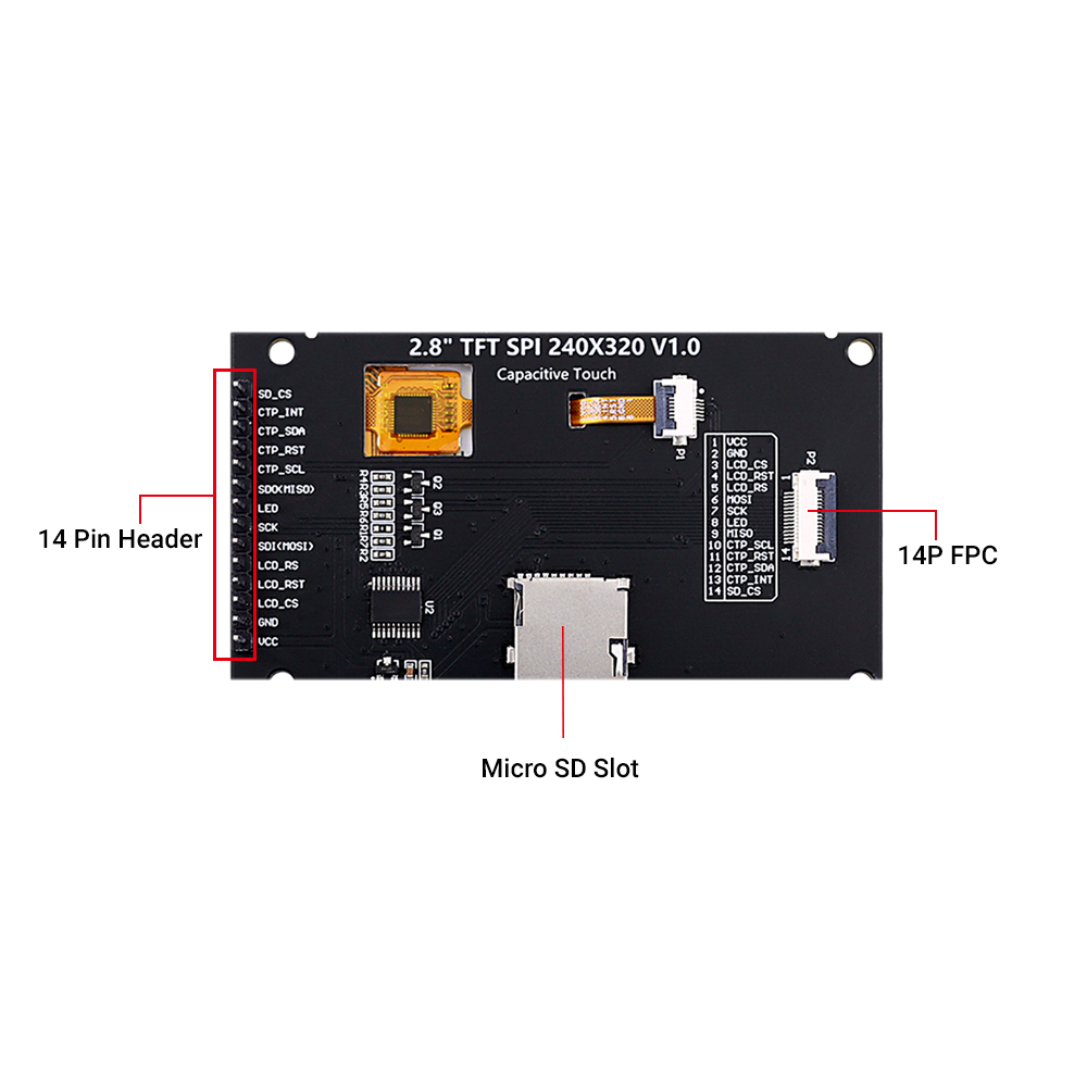 hardware overview of 2.8” SPI Touch Module