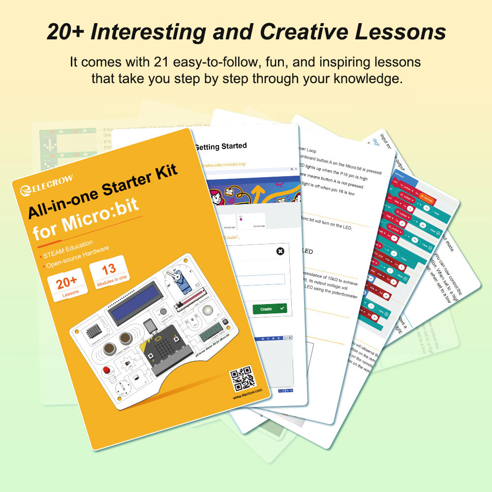 all-in-one starter kit for micro:bit with 21 interesting lessons