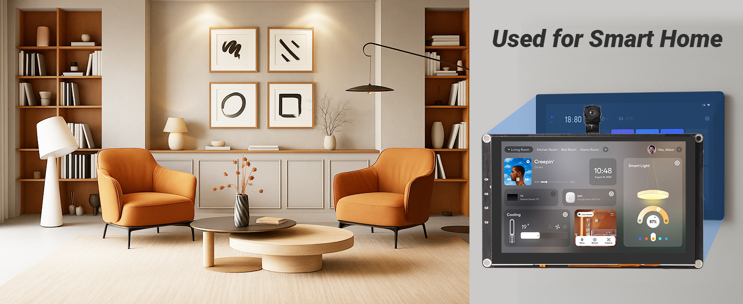 ESP32-P4 5inch HMI display used for smart home