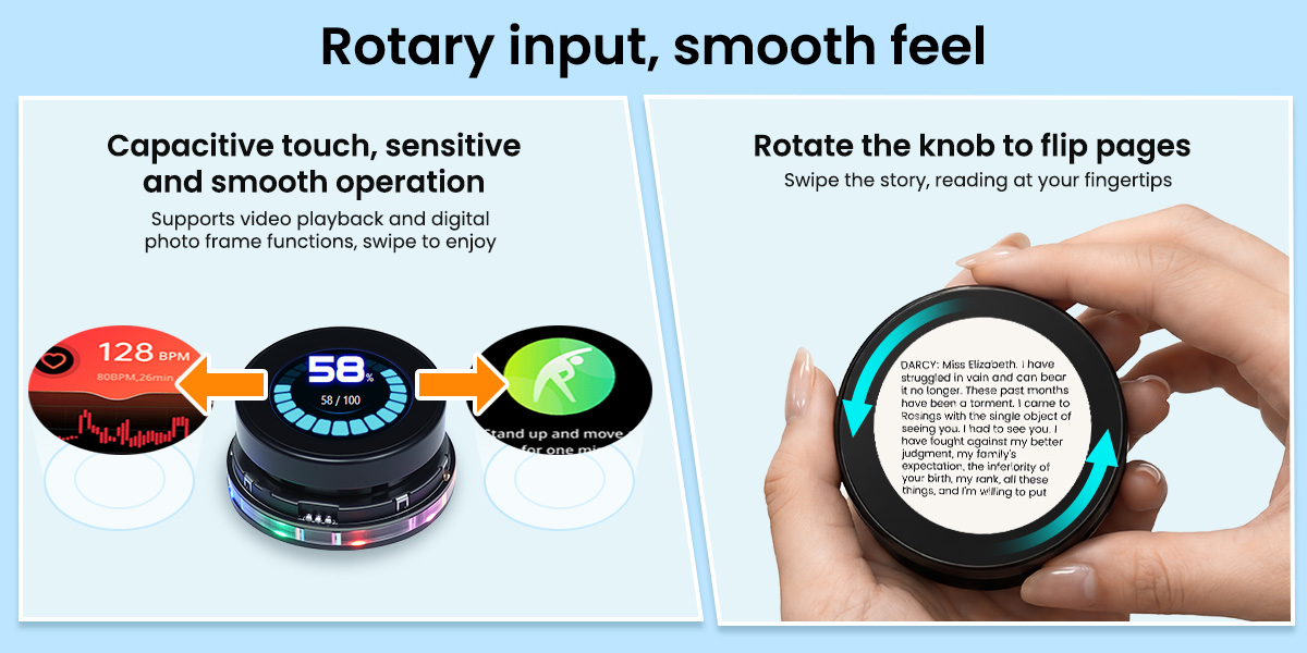 1.46inch Rotary HMI Display supports rotary input
