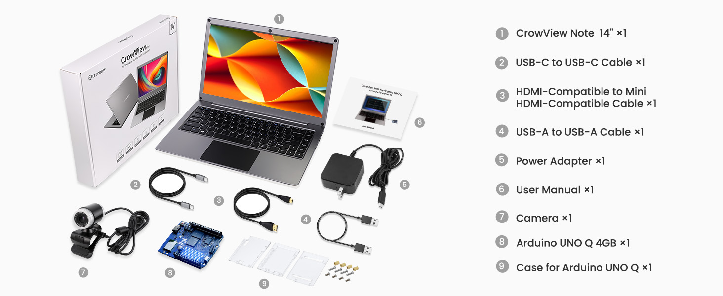 Package list of Crowview Note with Arduino UNO Q