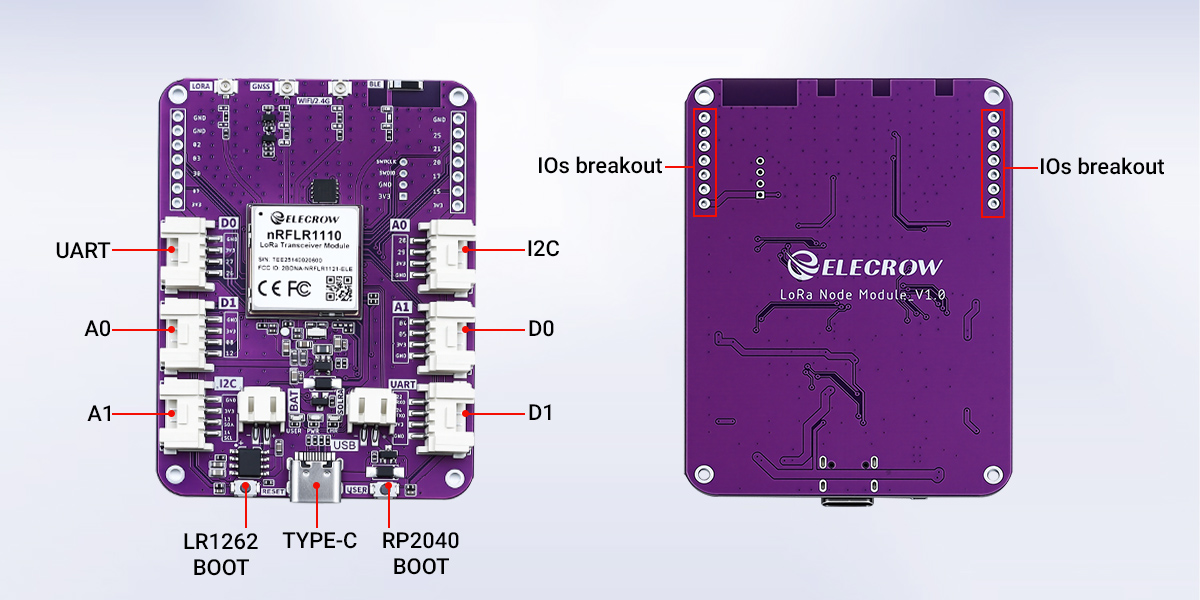 hardwawre overview of LoRa Node nRFLR1110 Board