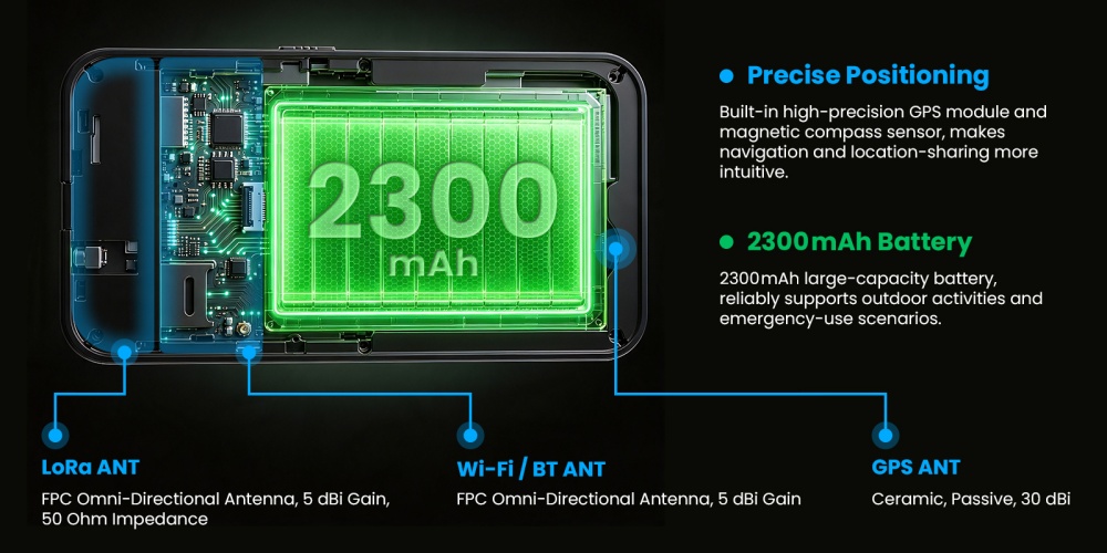 Thinknode M9 Meshtastic terminal with 2300mAh battery