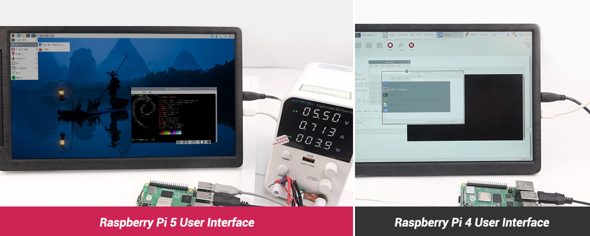 Raspberry Pi 5 UI VS Raspberry Pi 4 UI 