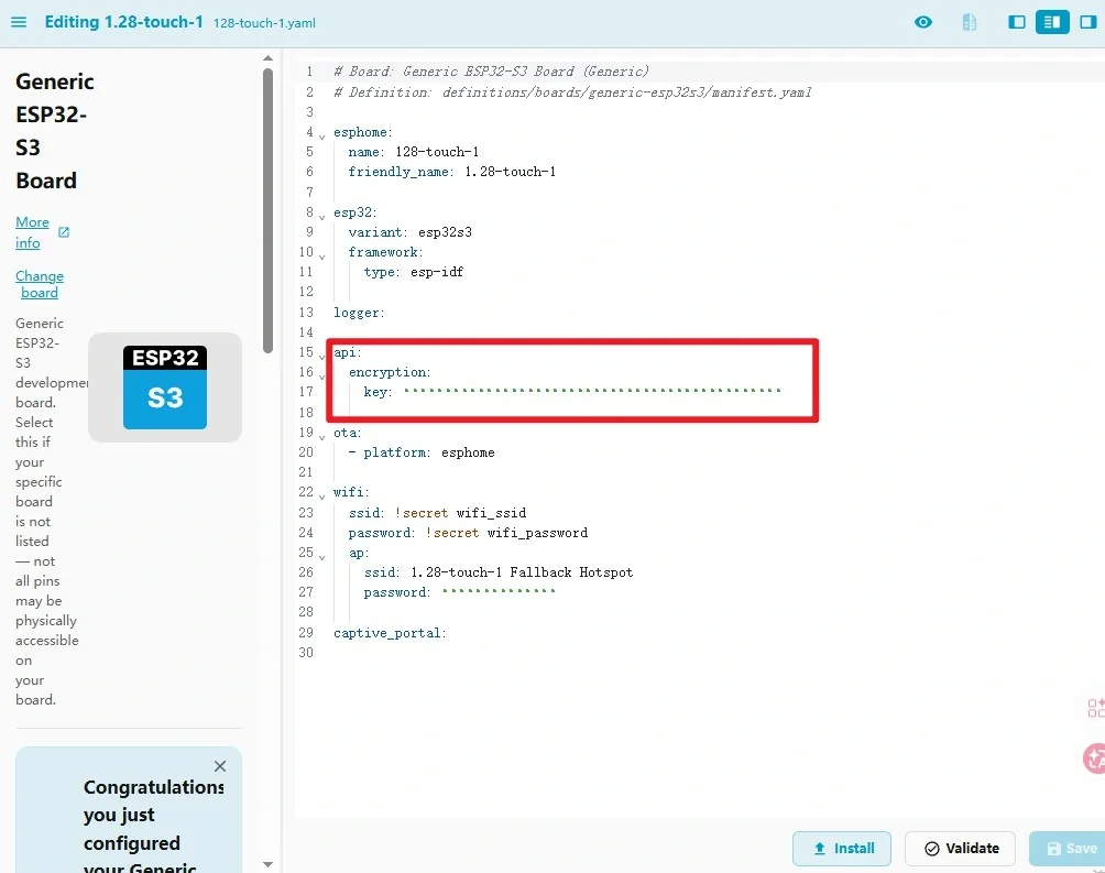 Keep the generated key and replace the remaining code