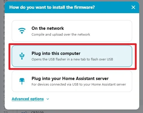 Select USB download for the first installation