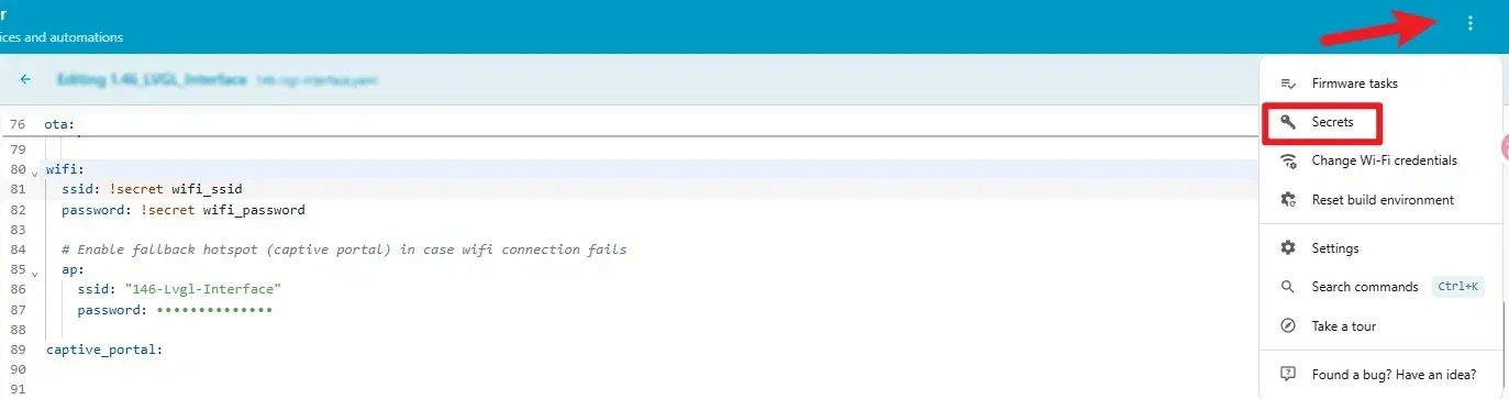 Open secrets configuration