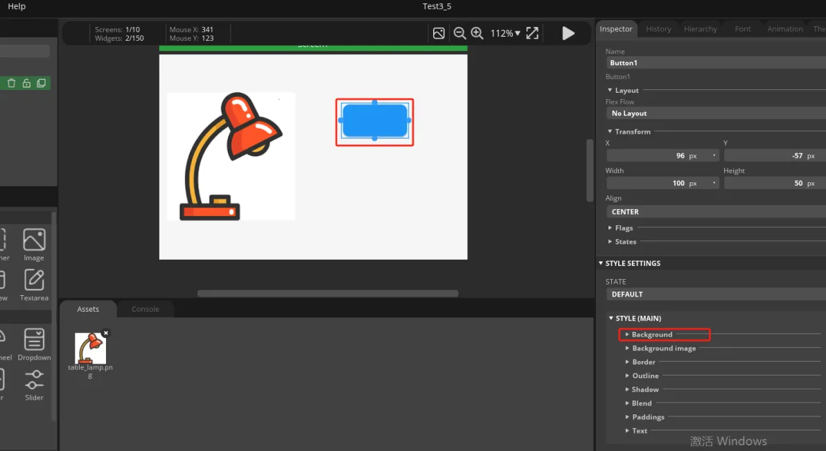 Official screenshot: adjust button size and position