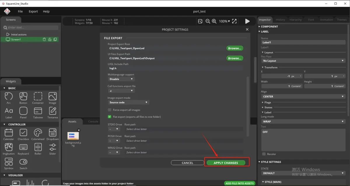 Confirm settings