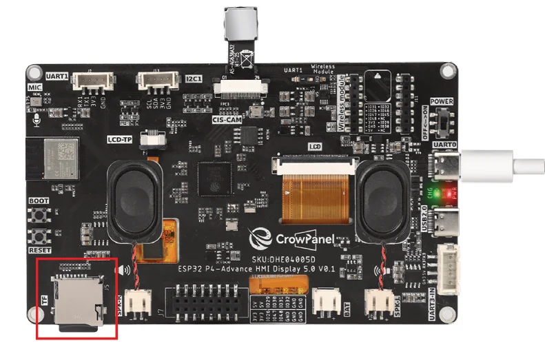 Insert the MicroSD card containing the WAV file