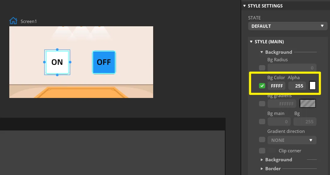 Check button Default state