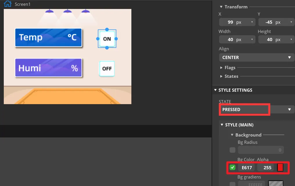 Set Button Pressed State