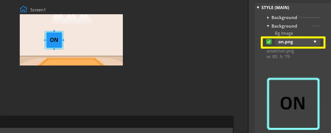 Set the ON button background
