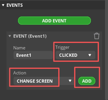 Set Clicked trigger condition