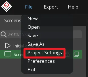 Open SquareLine Project Settings