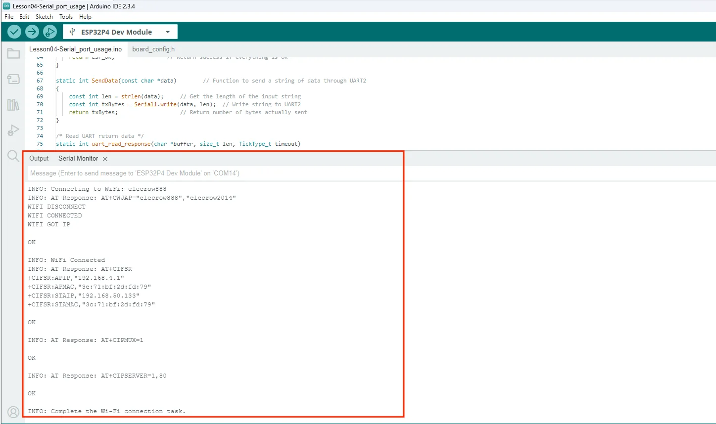 Observe Connection Process via Serial Monitor