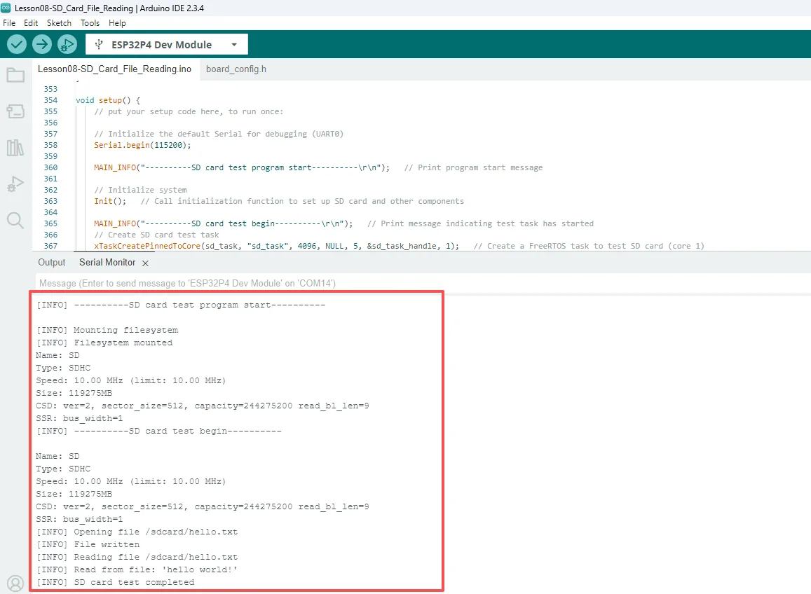 hello.txt and read/write log verification