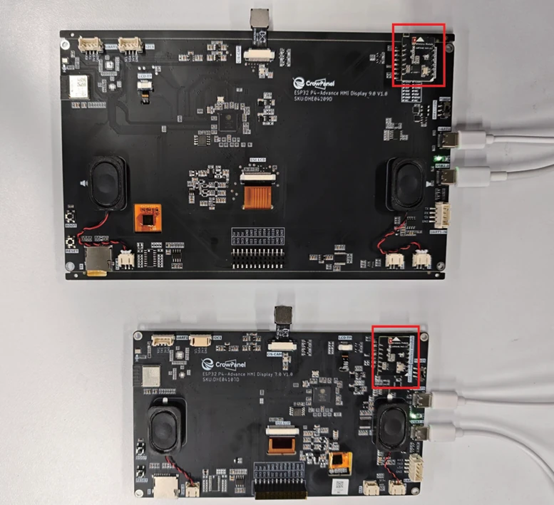 Connect the two development boards and nRF24L01 modules