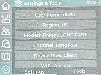 Meshtastic Settings tab