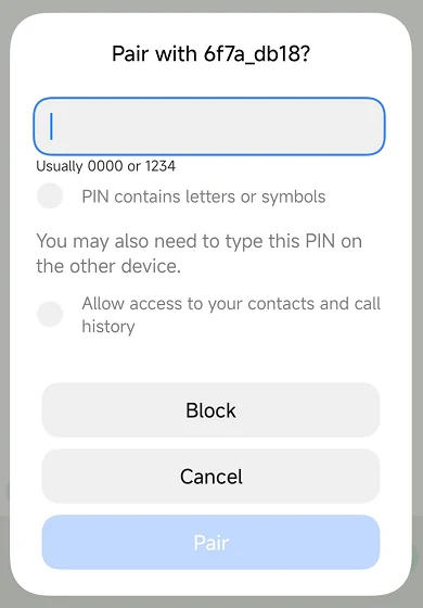 Enter the M9 pairing number